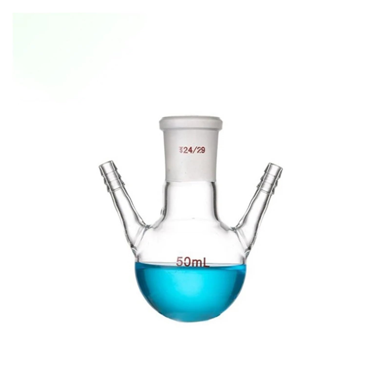 Matraz de doble rama con tubo de rama, matraz de reacción de fondo redondo esférico de vidrio, boca estándar(50ML/24)