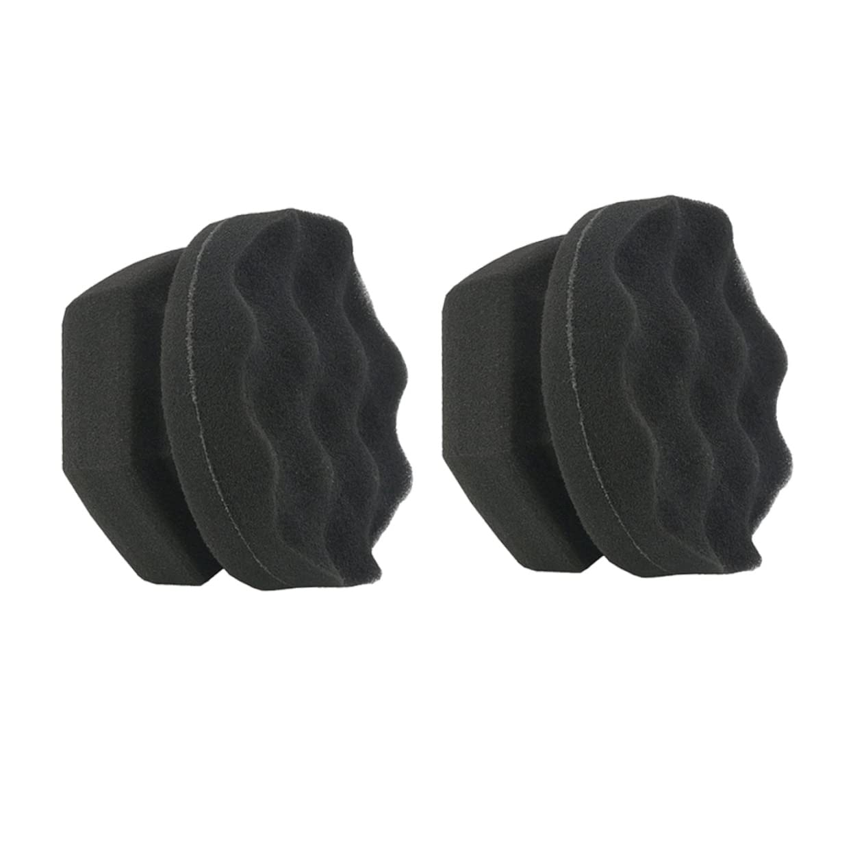 FAVOMOTO 2pcs Wave Pattern Car Wax Sponge Handy Polishing Tool for Auto Detailing High Density for Waxing Cleaning Seats Dashboard Black
