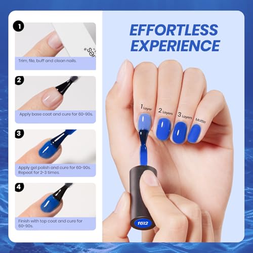 Image of Beetles Blue Gel Nail Polish, 15ML Deep Blue Jelly Gel Polish Sheer Translucent Effect Neutral Nail Polish Soak Off UV Abyssal Secrets Series French Nail Art Manicure Salon Gift for Women