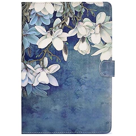 HereMore Case for Samsung Galaxy Tab A 9.7 Inch SM-T550/SM-T555, Premium Leather Folio Case Stand Cover with Card Slots for Samsung Galaxy Tab A 9.7" Tablet, Magnolia Flower Cover
