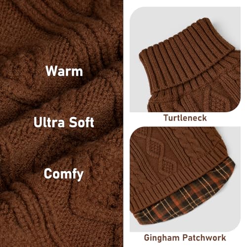 Image of KYEESE Dog Sweater for Large Dogs Turtleneck Thick Knit Pullover | Stretchy Fit, Lightweight & Warm, Cozy Knit Comfort, Classic Plaid Design, Gentle on Sensitive Skin, Winter Daily Wear