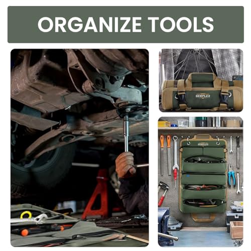 Image of Serplex 900D Tool Bag Portable Roll Up Tool Bag with Handle & Shoulder Strap Multi Compartment Tools with Detachable Zipper Pouch,Multi-Purpose Organizer for Technicians /Mechanics(No Tools)