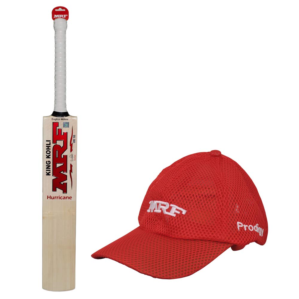 Mrf King Virat Kohli Limited Edition English Willow Cricket Bat Hurricane with County Cap - Prodigy