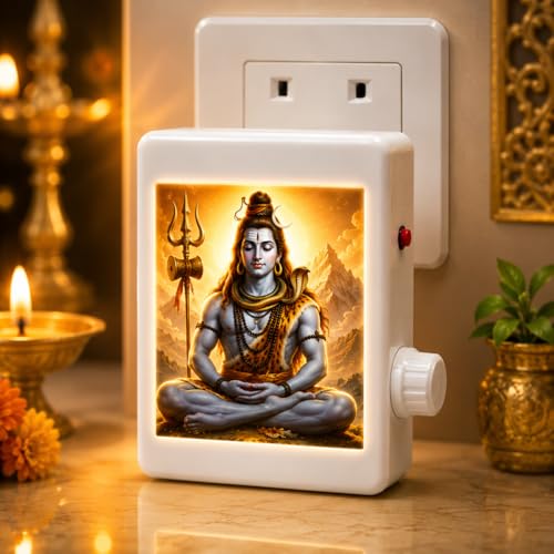Image of 8 in 1 Shiva Mantra Chanting Box with LED Glowing Front | Om Namah Shivaya Mantra Audio Player | Mahadev Bhajan & Meditation Speaker | Devotional Music Box for Home Temple
