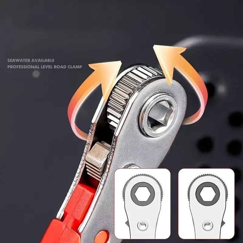 1PC Red Steel Multifunctional Tool: Screwdriver with Ratchet, Wrench, Bender, Crosshead Cover, Narrow Space Compatible, Red