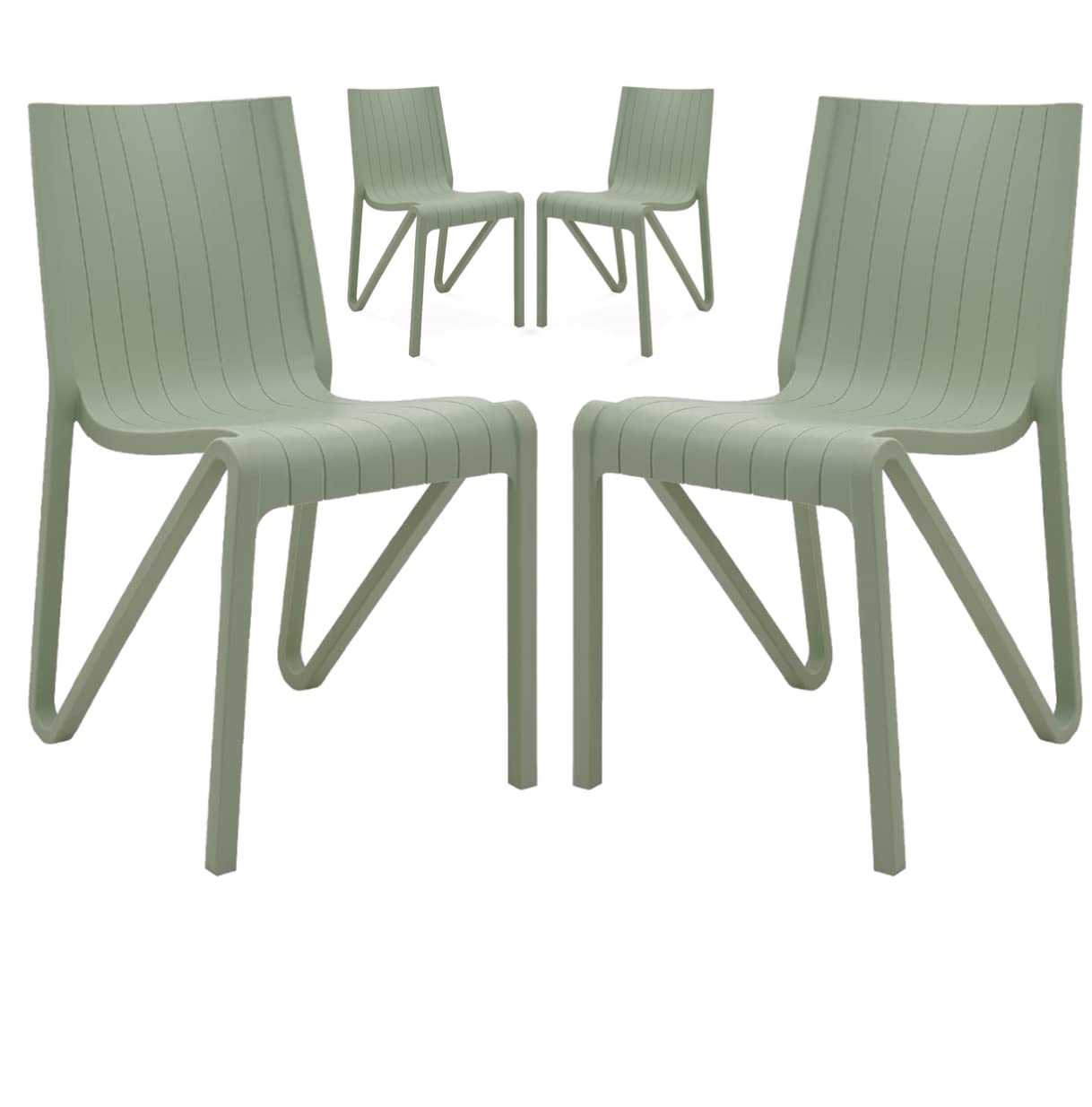 SkyGlamour Supreme Zyleg Armless Plastic Chair | Dining Chairs for Home | Cafe | Office | Indoor&Outdoor Use | Supreme Premium Dining Chair Set | Color: Frosty Green; Set of 4 Chairs-image-47