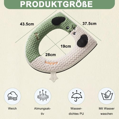 QUNXON 2 Stück Reißverschluss Toilettensitzbezug, 43 x 38 cm Plüsch Toilet Seat Cover mit Griff, Wasserdichter PU Wc Bezug auf der Rückseite, Waschbarer Winter Warm Klobrille für ovale Toiletten