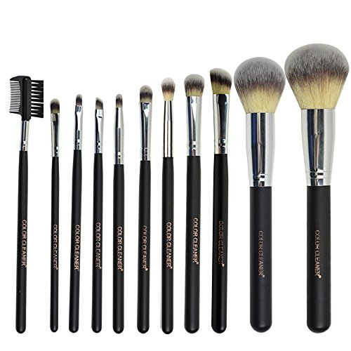 COLOR CLEANER Makeup Brushes Set Synthetic Vegan Cruelty Free (11Pieces)