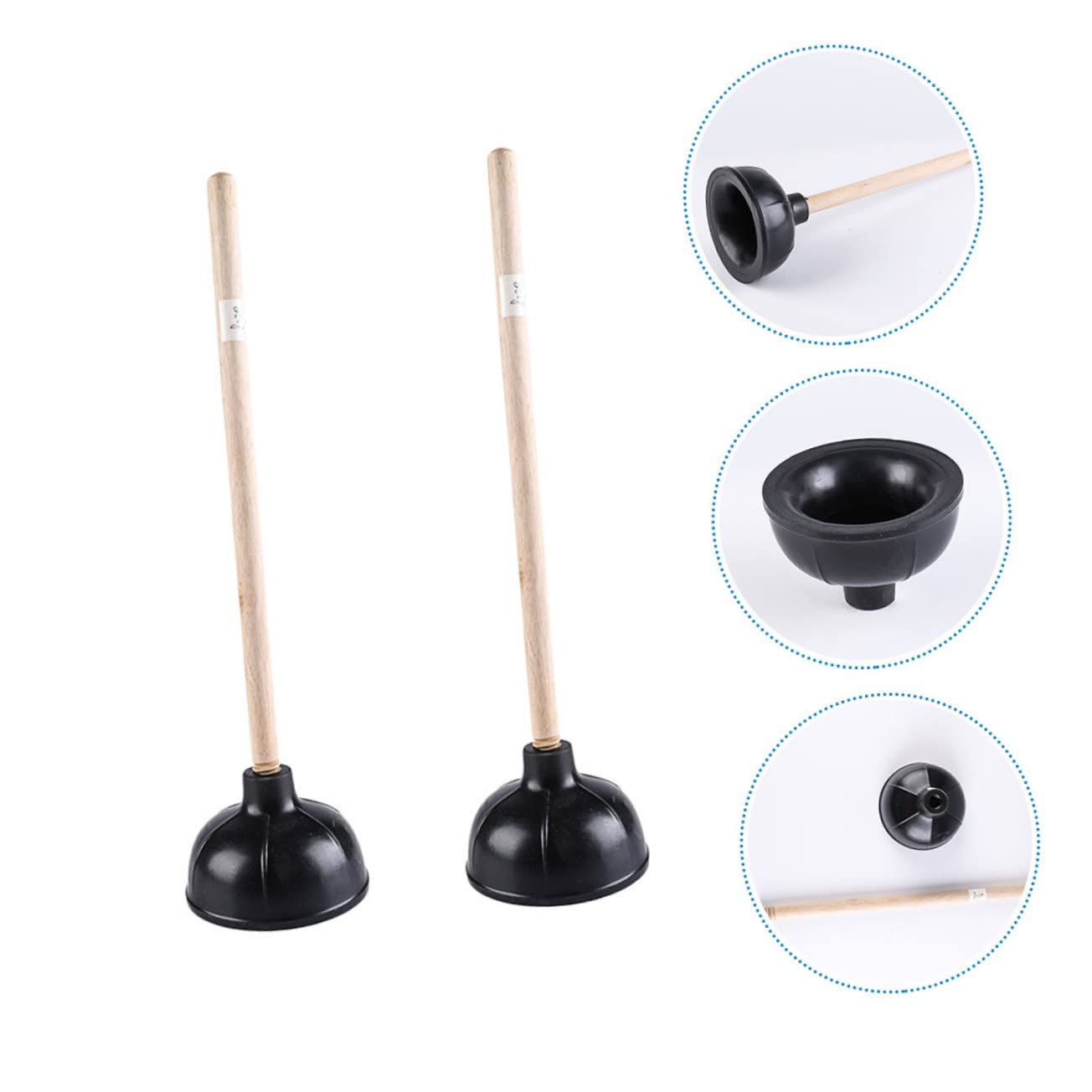 2pièces Ventouse Domestique Caoutchouc Avec Manche Lot De Noir Pour Déboucher Toilettes Et Éviers