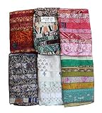 Indian Silk Sari Scarves Lot of 5 Handmade Multi-color Scarves, 15 Strips Scarves