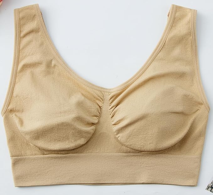 Image of Brachy Womens Women's Cotton & Elastane Non-Padded Non-Wired Workout Supportive Seamless Wireless Yoga Air Bra