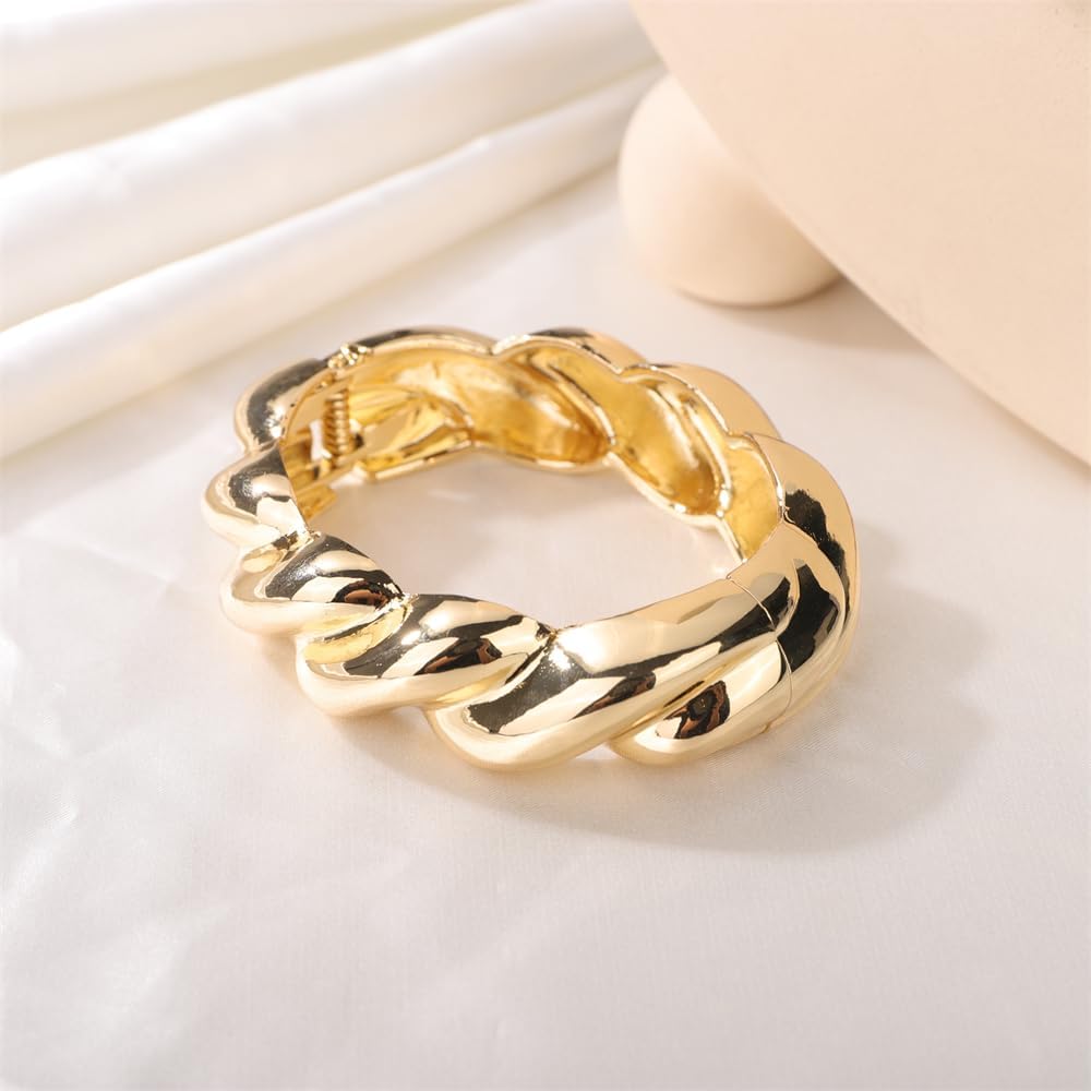 Sither Twist Cuff Bangle Bracelet For Women Chunky Open Bracelet Dainty 14K Bracelet for Halloween Christmas Gift - Image 4