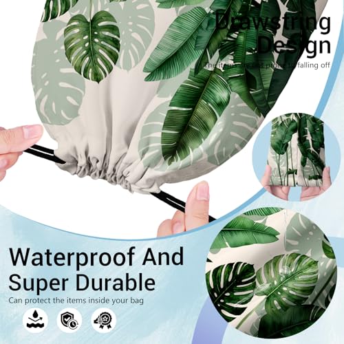 Image of Botanical Gymnastics Grip Bag Tropical Plants Small Drawstring Gym Bag for Yoga