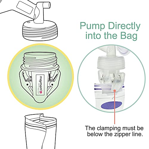 Image of Maymom Breastmilk Storage Bag Adapters Compatible with Avent, Spectra S1, S2 Pumps with Wide Mouth Flange; Clear BPA Free Material; Boiling Water Safe; Do Not Use Microwave or Steamer Bag to Sanitize