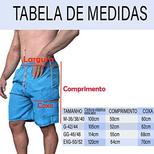 Kit 2 Bermudas Masculina Tactel Cargo Caminhada Academia Corrida 3 Bolsos cor:Variadas;tamanho:M