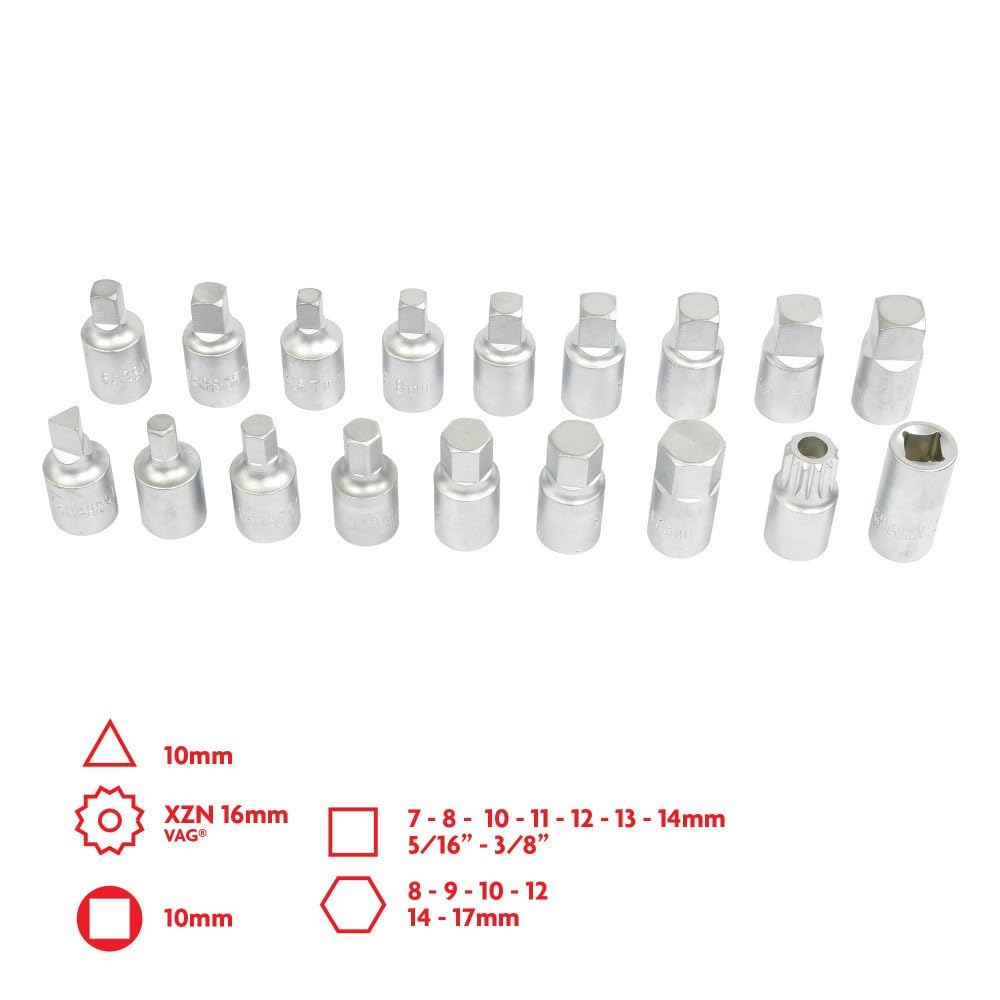 Set Chiavi Spina Scarico US PRO Set Chiavi Pozzetto 14 Pz - 3/8 Drive Per Scarico Olio Cambio Set Chiavi Scarico Olio
