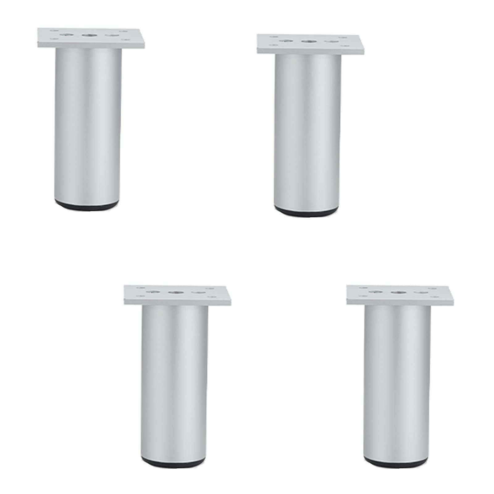 Lot de 4 pieds de meubles réglables en aluminium argenté pour tables et canapés, hauteur 15 cm / 5.9in, idéal pour armoires et commodes