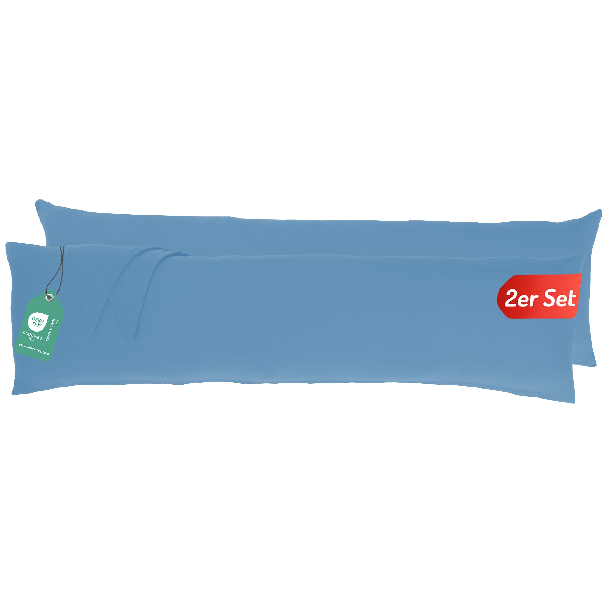 Livessa Side Sleeper Pillowcase 40 x 145 cm (Set of 2), Concealed Zip on the Long Side, Made of 100% Cotton Jersey Fabric, Ultra Soft and Breathable, Oeko-Tex Certified