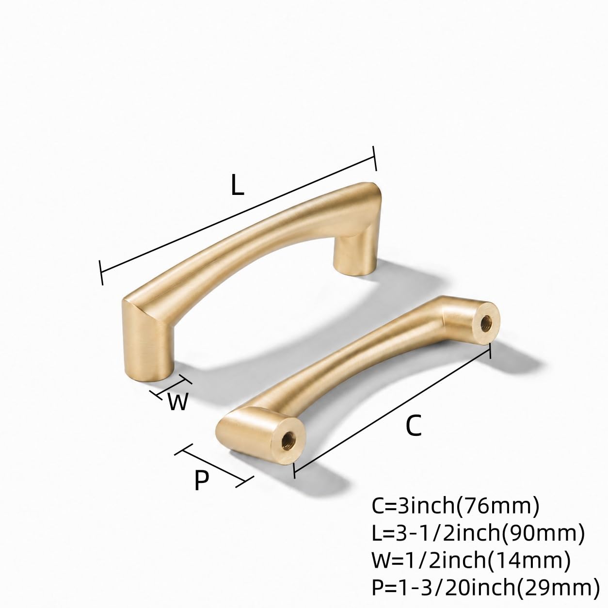 Brushed Gold Cabinet Pull - 80445, 3 in (76 mm) — KHTUMEWARE