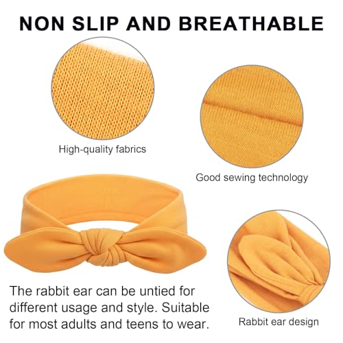 Image of DRESHOW 8 Pack Headbands for Women Bow Knotted Hair Band Facial Cloth Rabbit Ears Running Sport Elastic Hair Wrap