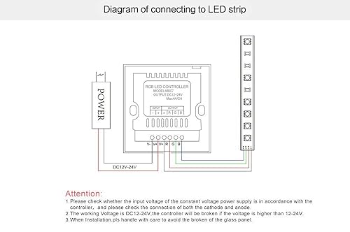 Miniatura 5 de AMKI Interruptor de pared LED, controlador LED, cubierta de plástico montado en la pared, interruptor de panel táctil para DC12V-24V 3528 2835 5050