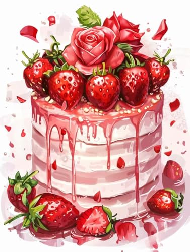 Diamond Painting Adulte Fruits et Gâteau 5D - Broderie Diamant Complet Kit Point de Croix Débutant