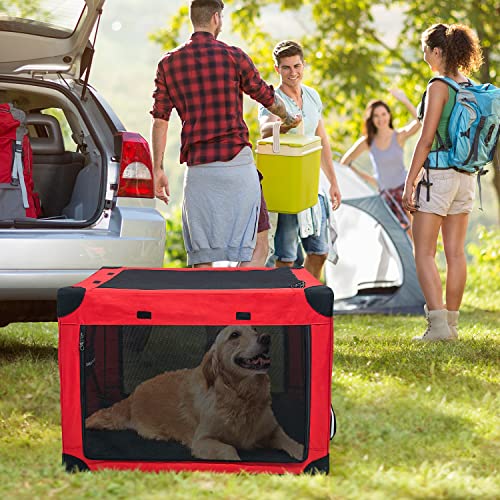 Usego Collapsible Dog Crate Soft-Sided Fabric Portable Folding Dog Crate With Mesh Mat Strong Steel Frame Washable Fabric Indoor Outdoor Training & Travel Purposes For Small/Medium/Large Dog Cats #TOP7