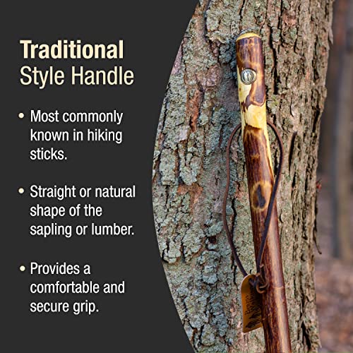 image for Brazos Rustic Wood Walking Stick, Hawthorn, Traditional Style Handle, 