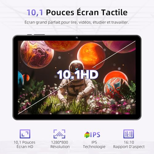 Image of 10 Inch Tablet, Android 15 Tablets with case, 18 GB RAM + 128 GB ROM(Expand to 1TB), Octa-Core, 1280x800 IPS HD Touchscreen, 5MP+8MP Dual Camera, BT5.0, 6000mAh, Widevine L1