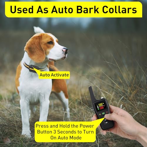 PetJoy Automatic Bark Collar for 3 Dogs, Shock Collar with Remote and Auto Modes, Auto Bark and Training Collar Combo, Shock Collar with Auto Mode (Level 1-5) - Remote 3300 Ft