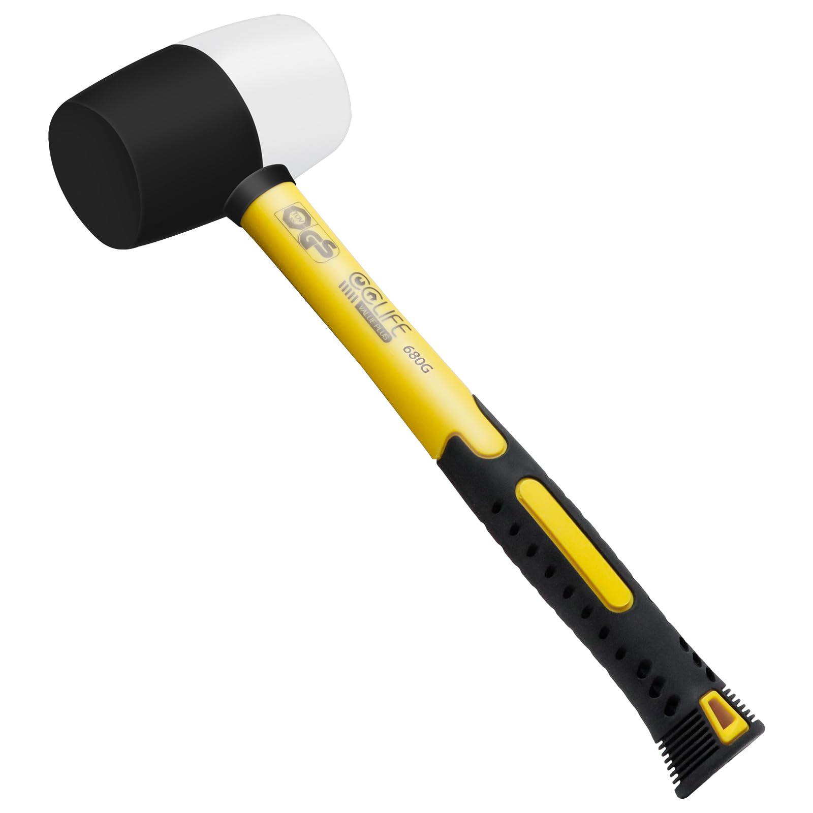 CCLIFE Gummihammer Schwarz 450g Zertifiziert durch TÜV und GS Gummi hammer mit zwei Seiten, Schonhammer für Bodenleger und Fliesen