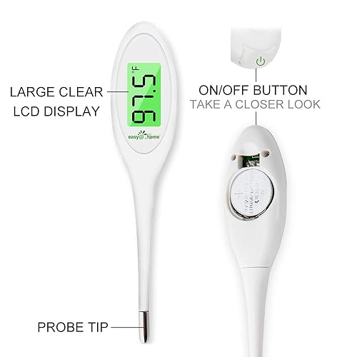 Miniatura 6 de EasyHome Termómetro oral digital de lectura rápida de 8 segundos para adultos, niños y bebés, medición de temperatura oral, rectal y axilas para