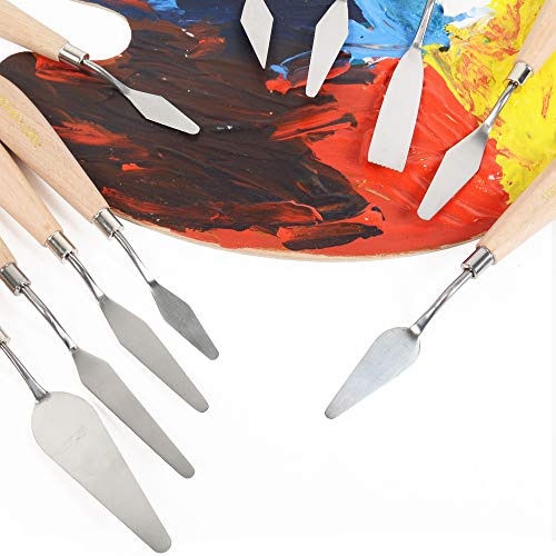 CONDA 11 Piece Stainless Steel Spatula Palette Knife Professional Palette Knife Painting Wood Handle - Thumbnail 6