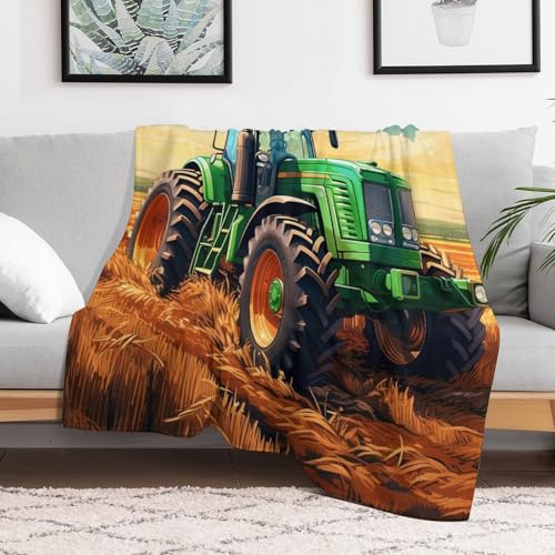 Couverture tracteur vert plaid canapé idéal soirées d'hiver cocooning