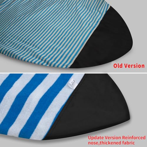 UCEDER Surfboard Sock Cover,Lightweight Stretch Board Bag for Sun Protection,Foldable Surfboard Sock Sleeve Perfect for Travel and Transportation(Blue and White, 6\'0\'\')