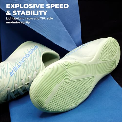 Image of Nivia Encounter 11.0 Futsal Shoes for Men, Indoor Football Shoes with Non-Marking Rubber Sole, Durable Synthetic Upper, Cushioned Insole, Enhanced Grip & Control for Training and Match Play