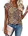 Zeagoo Womens Short Sleeve Tops Summer V Neck Boho Shirts Loose Blouse Dressy Casual Graphic Tees Fashion Vacation Tshirts