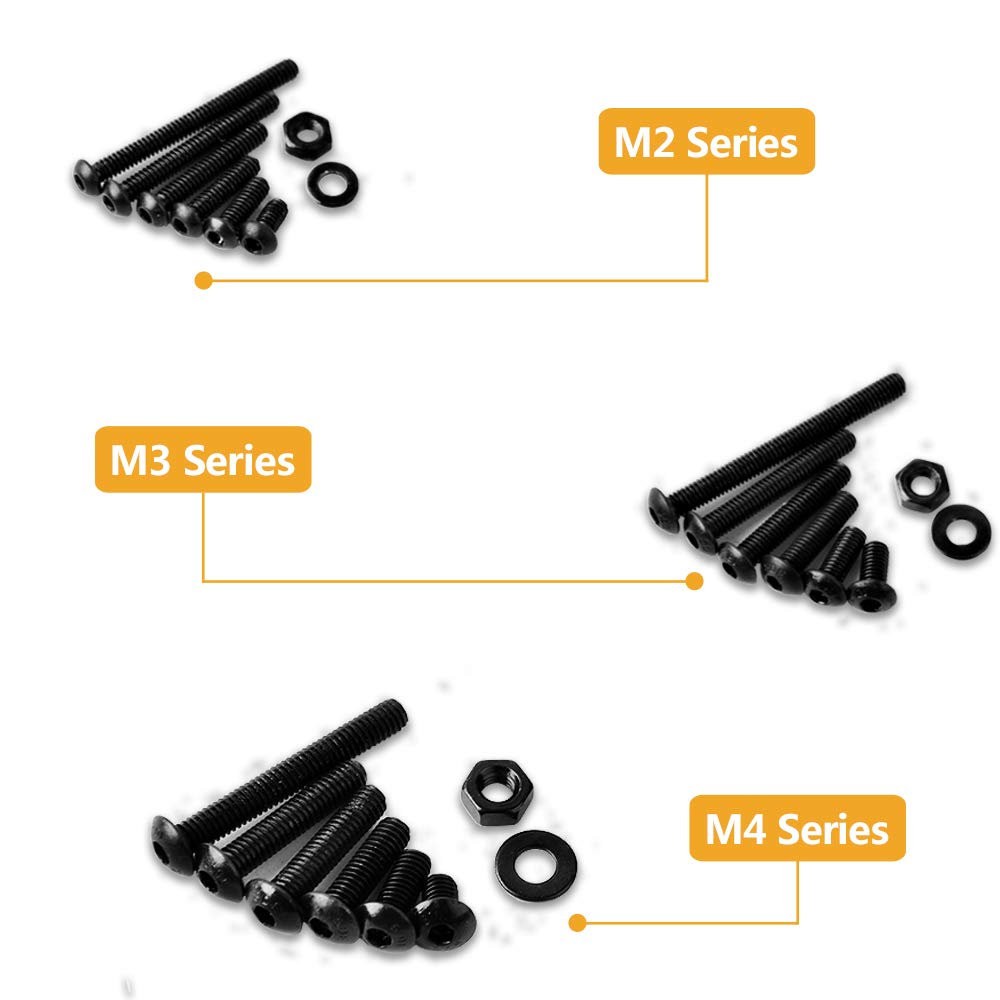Amаzоn Crаzу 🔥 Dеаlѕ VIGRUE M2 M3 M4 Hex Socket Button Head Cap Screws Bolts Nuts Washers Assortment Kit with Allen Wrenches Black(1080 PCS)