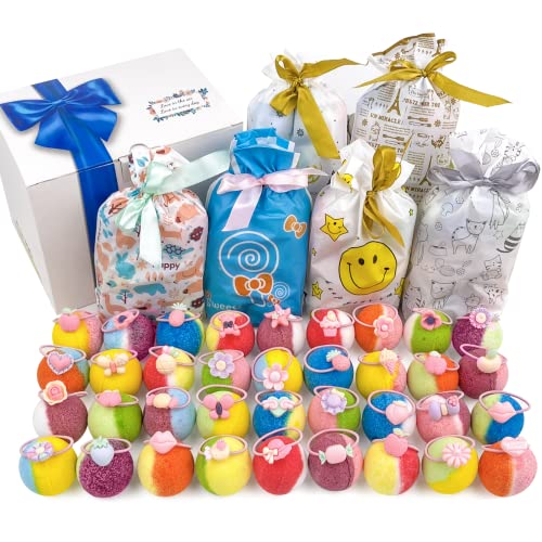 36Pcs Bath Bomb Gift Set For Kids With Surprise Toys Inside, Bath Bombs With Colorful Hair Ties Inside For Girls, Natural Organic Bubble Bath Spa For Kids, 6Pcs Gift Bag At Birthday, Easter, Party #TOP6