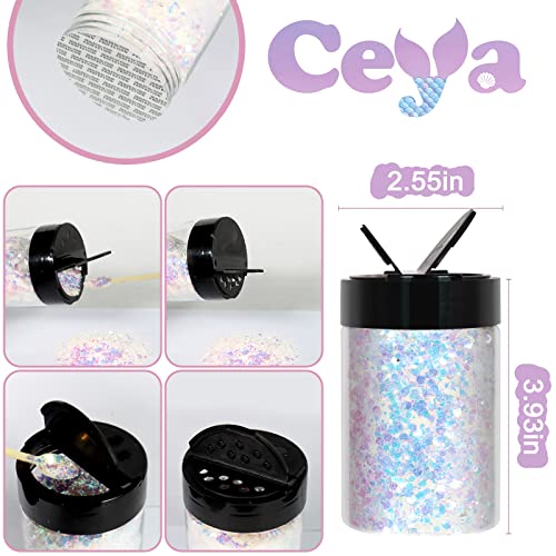 Ceya Magic Opal Glitter, 4.9Oz/ 140G Craft Chunky Glitter Powder Mixed Fine Flakes Iridescent Nail Sequins For Nail Art, Hair, Epoxy Resin, Tumblers, Slime, Painting, Festival Decor #TOP3