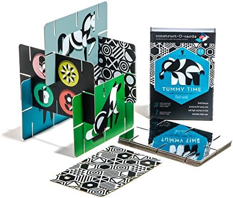 Giantsuper Construct-O-Cards: Tummy Time Interlocking Flash Cards - High-Contrast Art for Baby's Developing Eyes