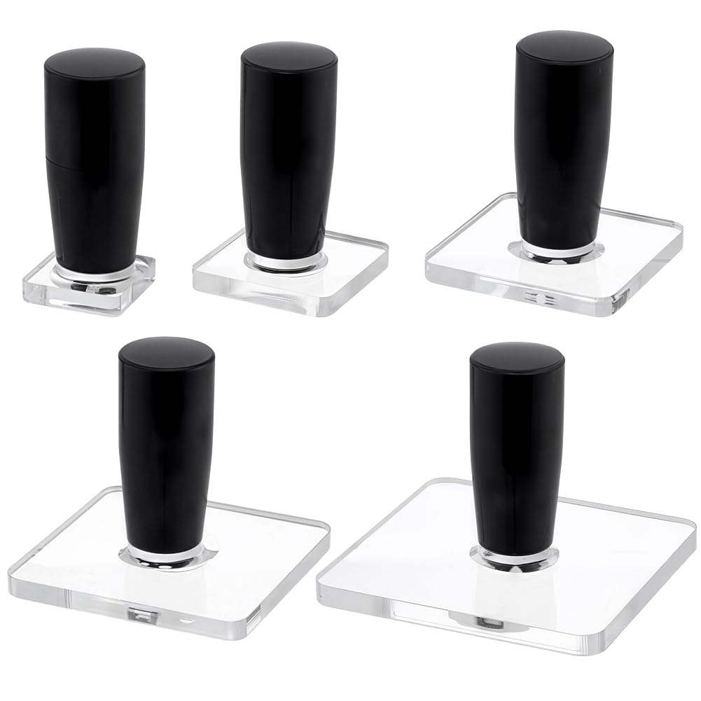 BENECREAT 5Pcs Acrylic Stamp Block with Handle, Clear Stamping Block Tools for Card Making and Scrapbooking, Stamp Mounting Block with Comfortable Grip for DIY Craft Projects, Square