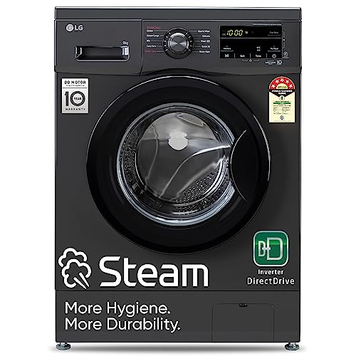 LG 9 Kg 5 Star Direct Drive Technology, Steam Wash, 6 Motion DD, Smart Diagnosis, Fully-Automatic Front Load Washing Machine (FHM1409BDM, Allergy Care, In-Built Heater, Touch Panel, Middle Black)