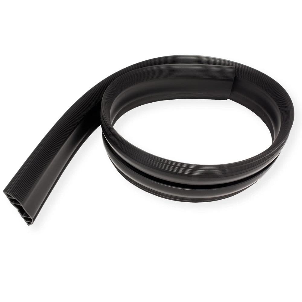 Dataflex Addit Couvercle de Câble 150cm Noir- Protecteur de câble droit avec revêtement antidérapant, 3 grands chemins de câbles séparés, convient pour 6 câbles de 7mm, bande auto-adhésive