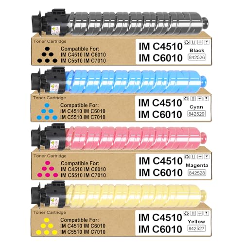 SRITE IM C4510 IM C6010 High Yield Toner Cartridge 4-Pack Replacement for 842526 842527 842528 842529 Toner for Rioch Lanier Savin IMC4510 IMC6010 IMC5510 IMC7010 IMC4510SD IMC6010SD Printer