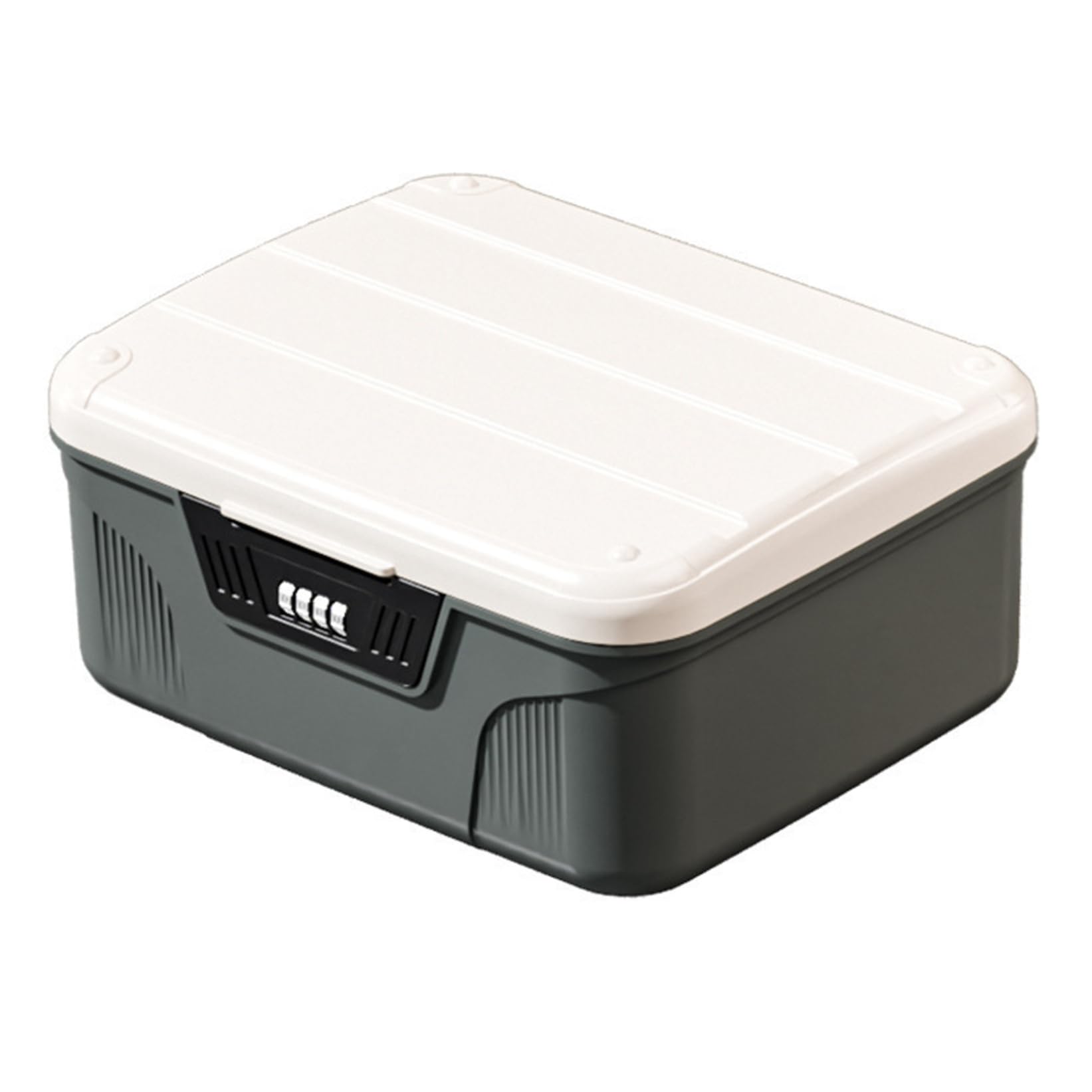 Wedhapy Lockable Storage Box Medicine Lock Box High Capacity Lockable Storage with Partition ＆ Combination Code Fridge Lock for Medicine Documents 4.7x10.3x8.9, Grey