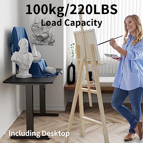 TIQLAB Height Adjustable Electric Standing Desk, 40 x 24 inch, Sit Stand Up Desk, Splice Board, Computer Home Office Desk, Black Top