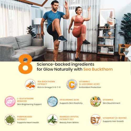 Image of NATURYZ Sea Buckthorn with Glutathione & Vitamin C for Skin glow- 30 Gummy