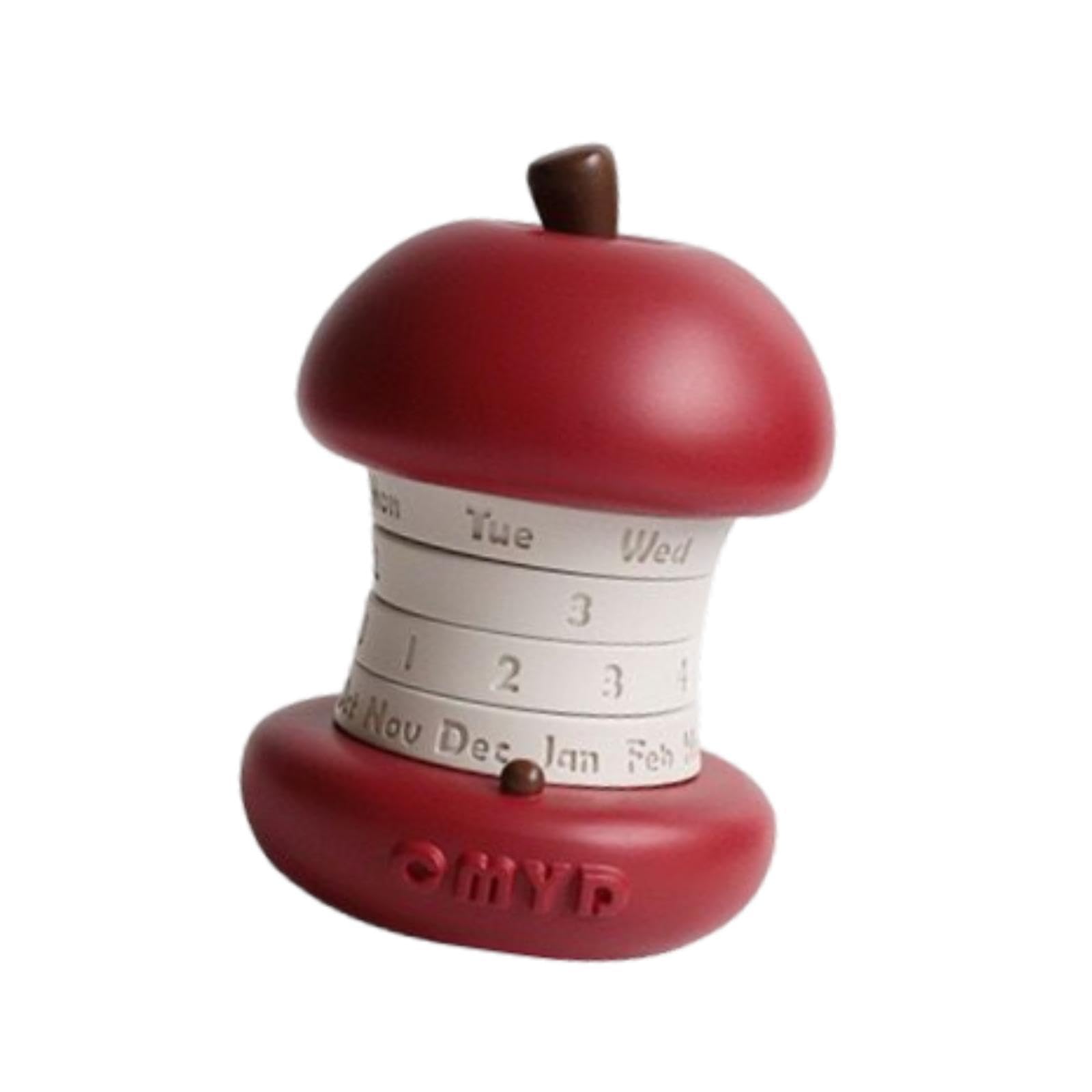 Milageto Rotierender Tischkalender, Tischkalender, Heimdekoration, Küche, Apfel-Ornament aus Harz für Arbeitszimmer, Wohnzimmer