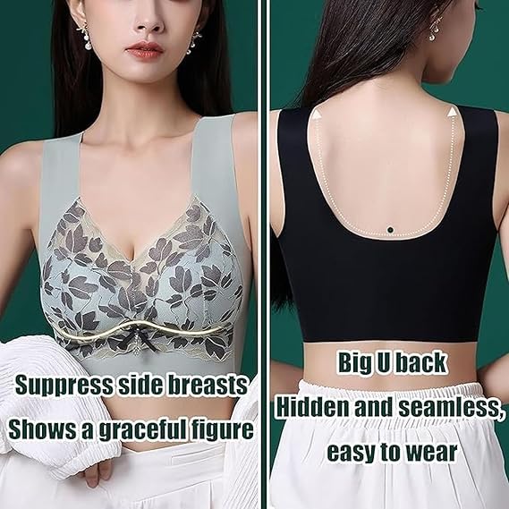 Hailoyearn Bra Older Women, Summer Bra - Versatile Comfy Lift & Flex Wireless Bras, Large Size Lace Seamless Underwear3